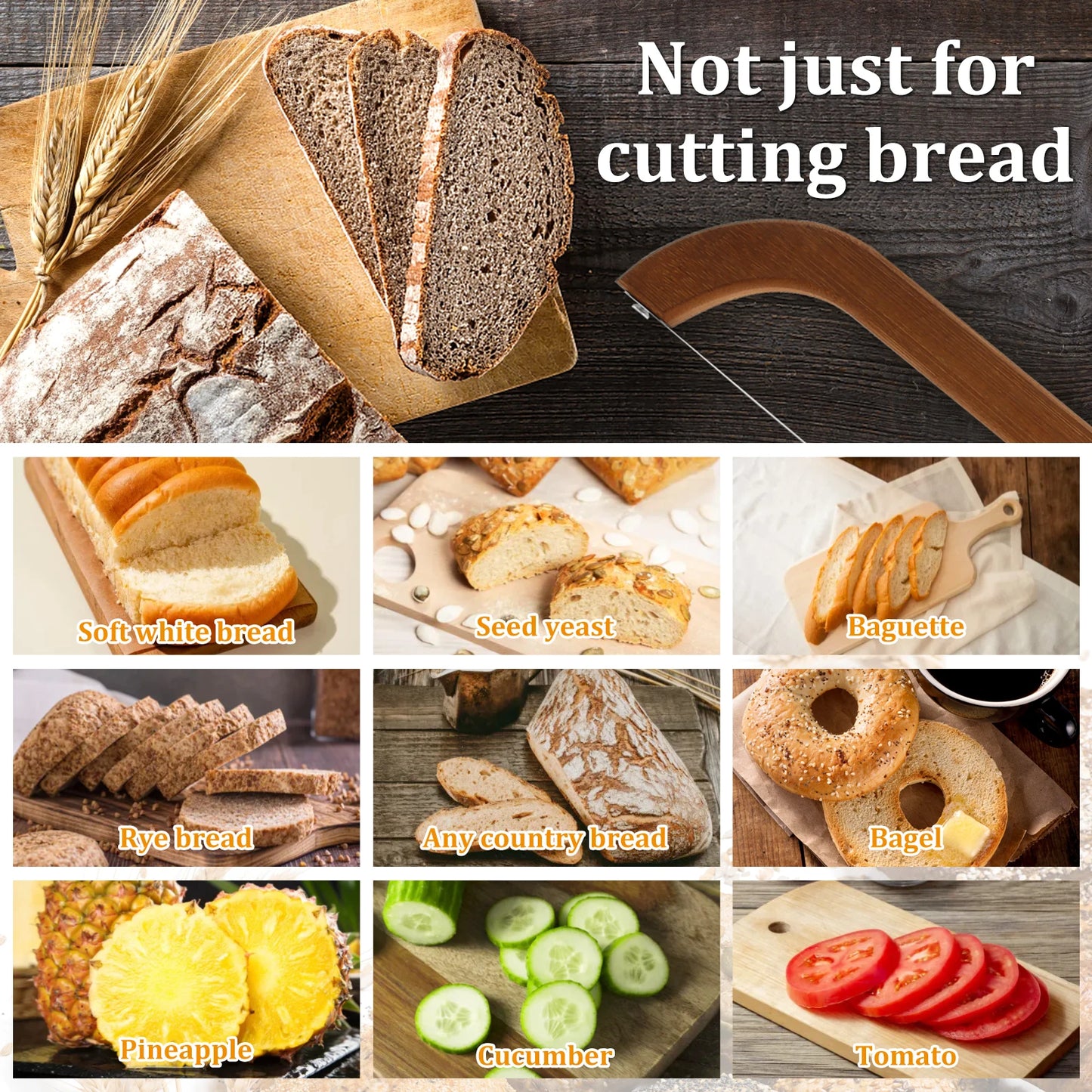 Stainless Steel Sourdough Bread Slicer with Bamboo Handle