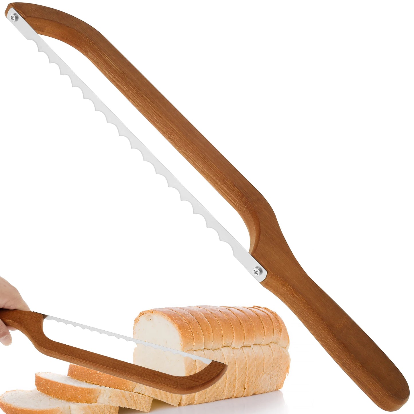 Stainless Steel Sourdough Bread Slicer with Bamboo Handle
