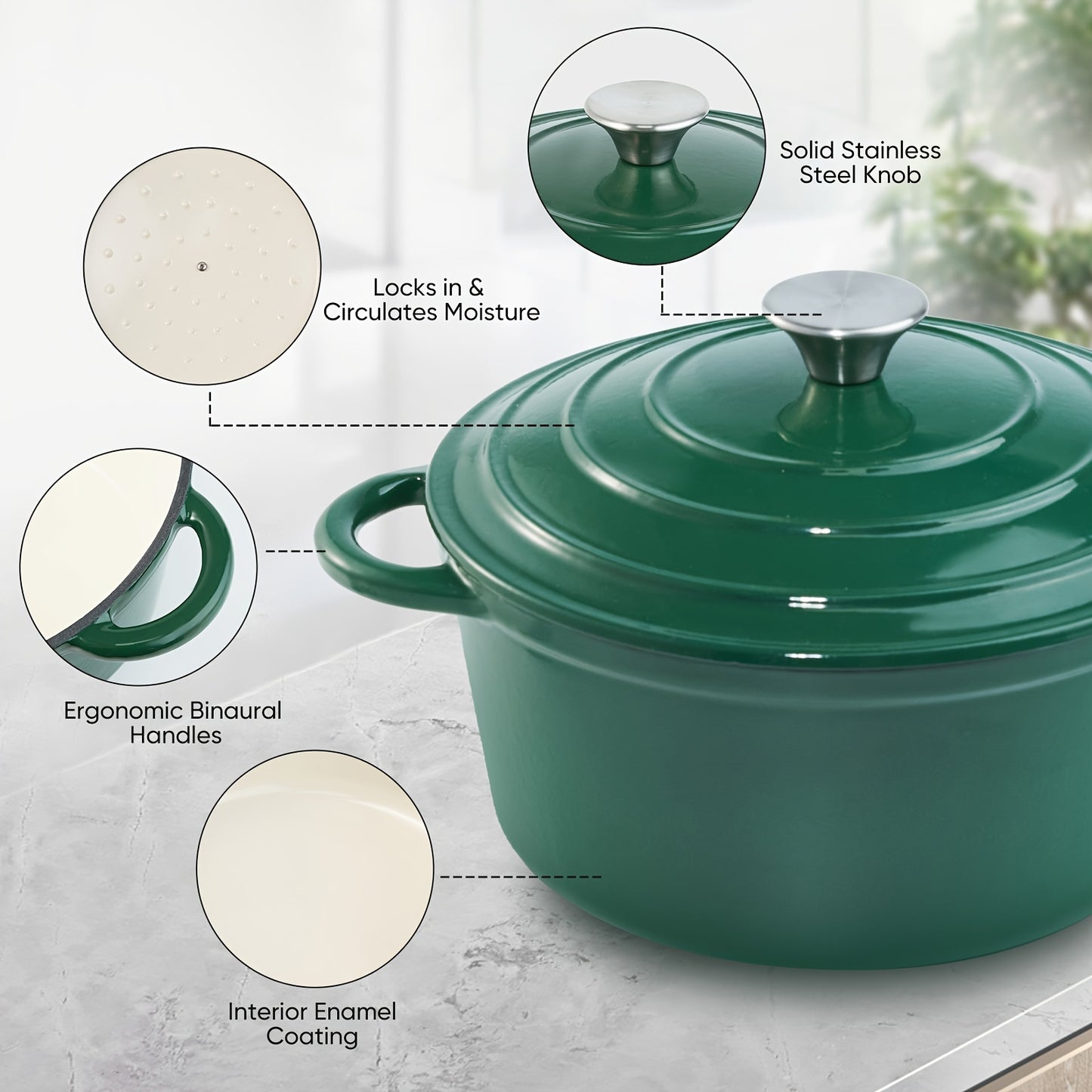 6 QT Enameled Cast Iron Dutch Oven Pot