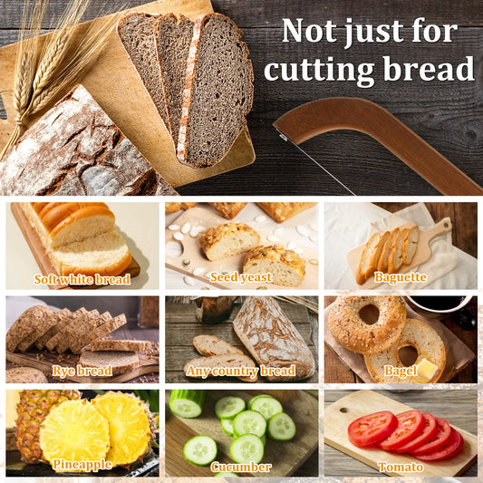 Stainless Steel Sourdough Bread Slicer with Bamboo Handle