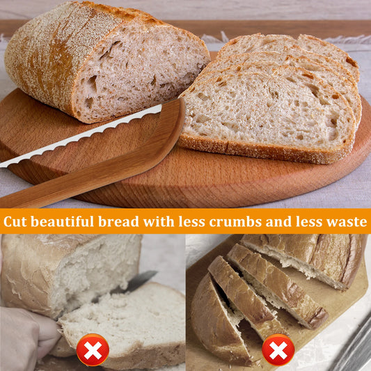 Stainless Steel Sourdough Bread Slicer with Bamboo Handle