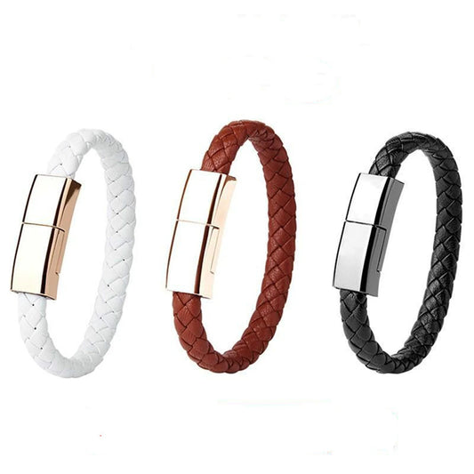 Leather Bracelet Charging Cable Wristband