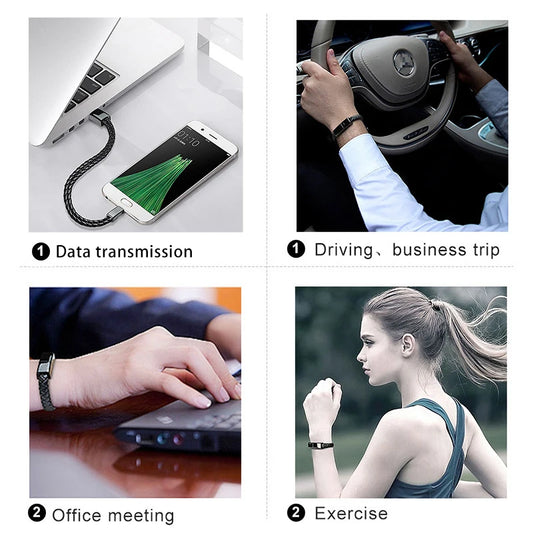 Leather Bracelet Charging Cable Wristband