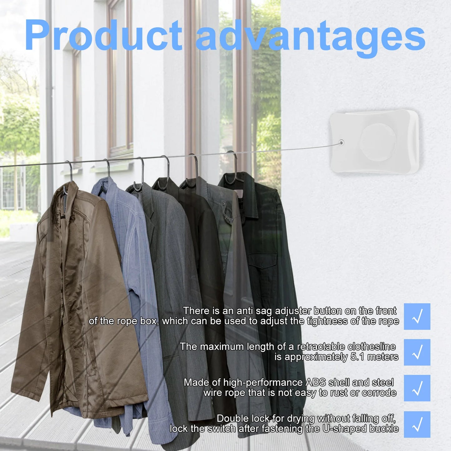 Retractable Clothesline Line Indoor Space Saving