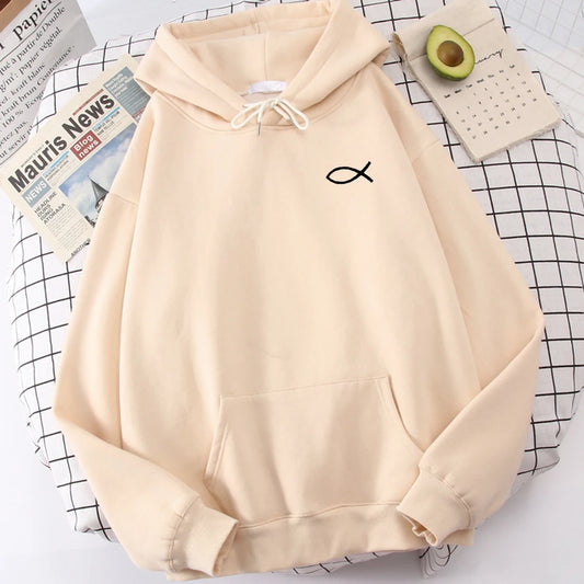 Christian Fish Print Sweatshirt Loose Unisex Tops