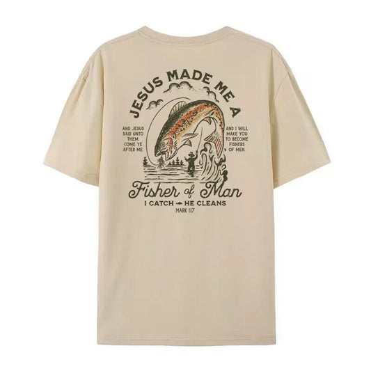 Fisher of Men Vintage Fashion Streetwear Tops Women Back Print Christian Bible Verse T-Shirt