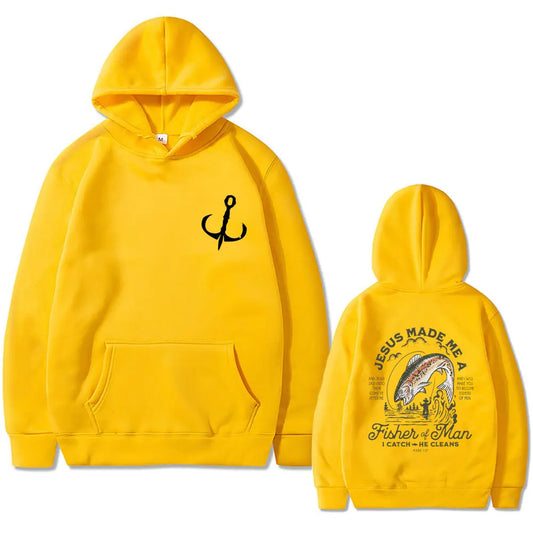 Christian Jesus Made Me A Fisher of Man I Catch He Cleans Print Hoodie Man's Casual Oversized Pullover Men Women Fashion Hoodies