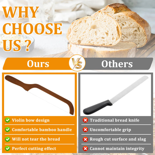 Stainless Steel Sourdough Bread Slicer with Bamboo Handle