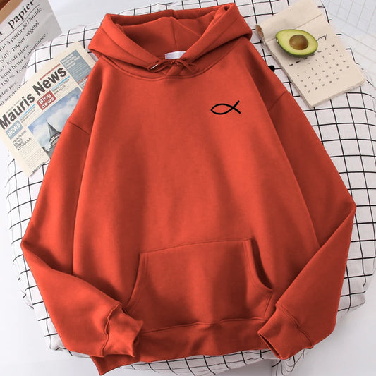 Christian Fish Print Sweatshirt Loose Unisex Tops