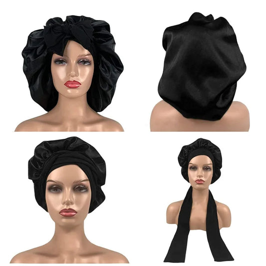 Women Satin Solid Sleeping Bonnet