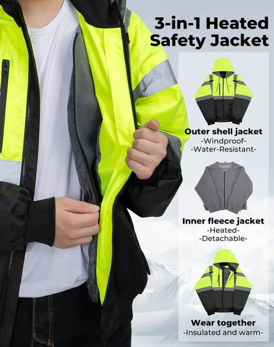 Heated High Visibility Jacket (Waterproof Windproof)
