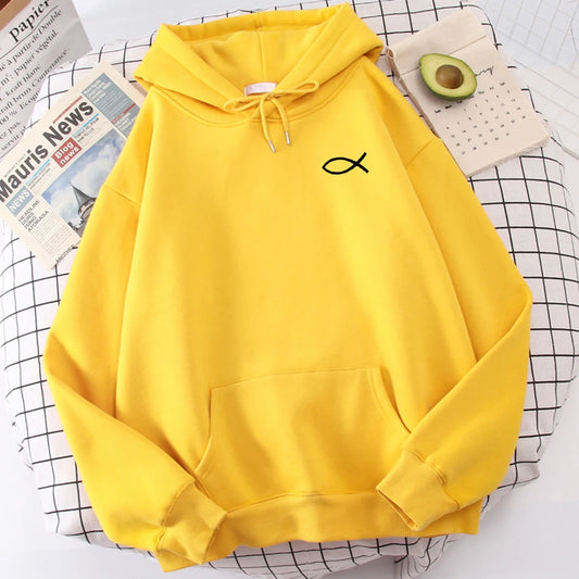 Christian Fish Print Sweatshirt Loose Unisex Tops
