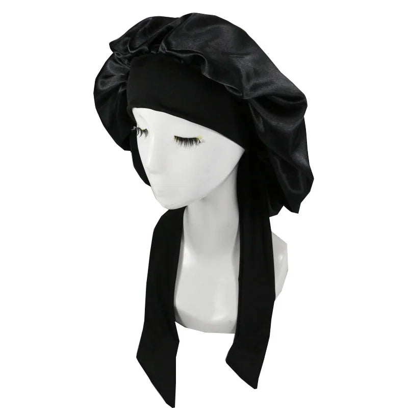 Women Satin Solid Sleeping Bonnet
