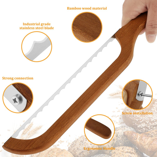 Stainless Steel Sourdough Bread Slicer with Bamboo Handle