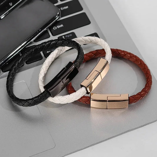 Leather Bracelet Charging Cable Wristband