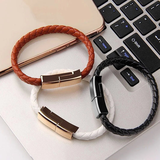 Leather Bracelet Charging Cable Wristband