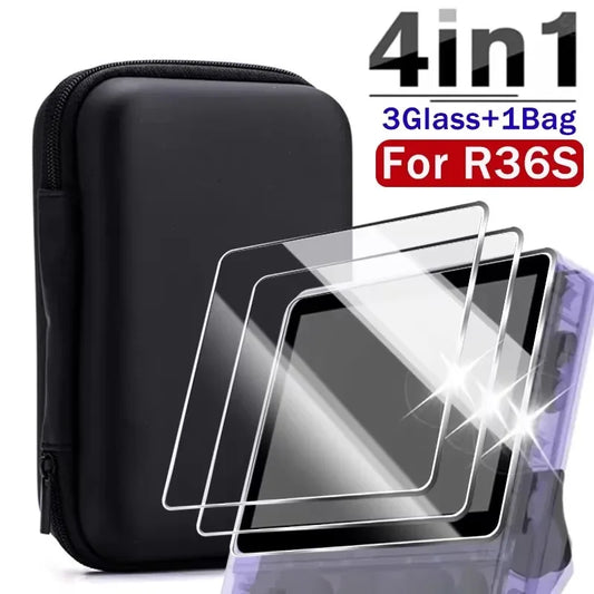 Case + Tempered Glass Film for R36S Retro Game